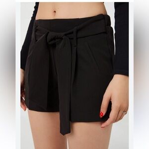 LOFT Black High Waist Shorts with Tie Detail